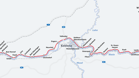 Map overview of the Troisdorf – Wiesbaden corridor renovation